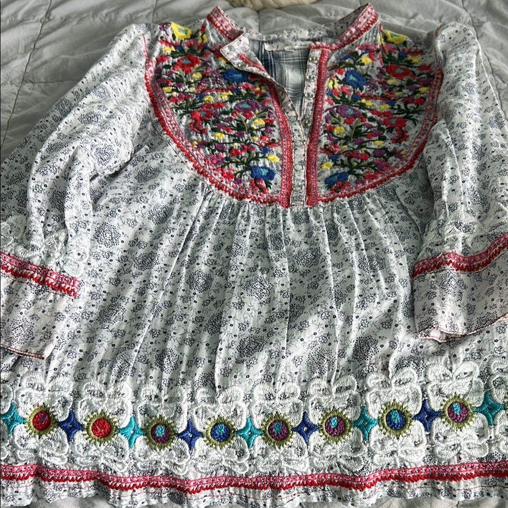Johnny Was Multicolor Embroidered Blouse